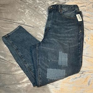NWT Old Navy Extra High-Rise O.G. Straight Distressed w/ Patchwork Size 16